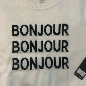 NEW! Karl Lagerfeld White Sweater with Black Text